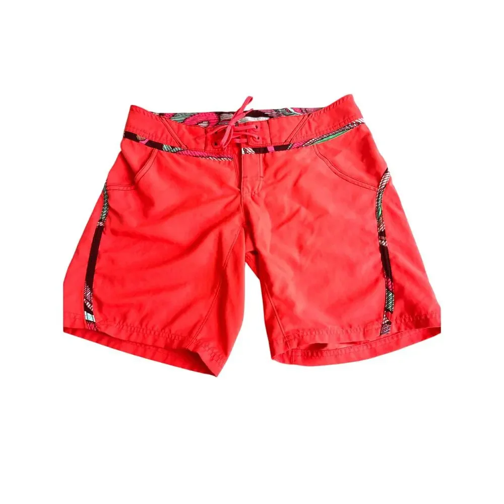 Columbia PFG board shorts Omni-Shade lace velcro front close pockets coral Sz 6